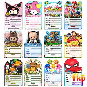 Fun Kids Party Kartu Undangan Ulang Tahun Anak isi 10 pcs + plastik / Karakter Kartun Invitation Card