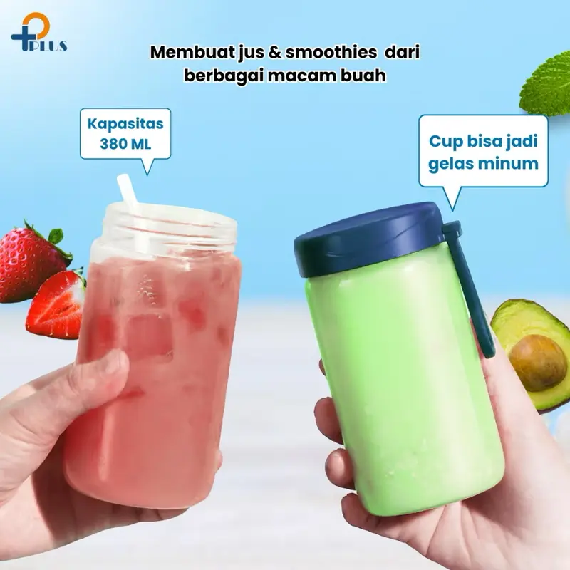 Kaca Blender Mpasi 8 Pisau Juice Portable 1 Botol Mini USB Blander Biru 380ML Juicer 6