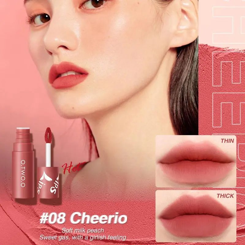 O.TWO.O Velvet Matte Lipstick Dual-use Lip & Cheek Mud Lip Tint Gloss Waterproof 6