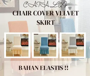 Chair Cover Velvet Skirt / Sarung Kursi Bangku Makan Elastis Betekstur Renda