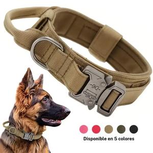 Collar táctico para perros medianos grandes, collar de entrenamiento de nylon de alta resistencia, adecuado para pastores alemanes y labradores, disponible en múltiples colores