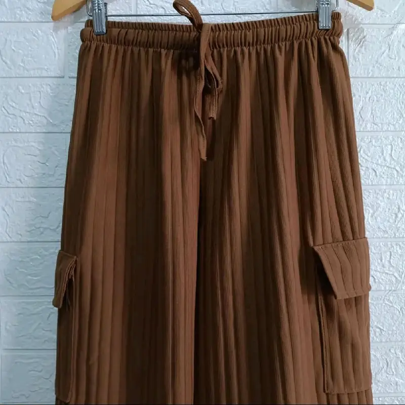 BIG PROMO Kulot Cargo Jumbo Knit Hornet Panjang  Celana Wanita Pant Linen Bawahan Tebal 6