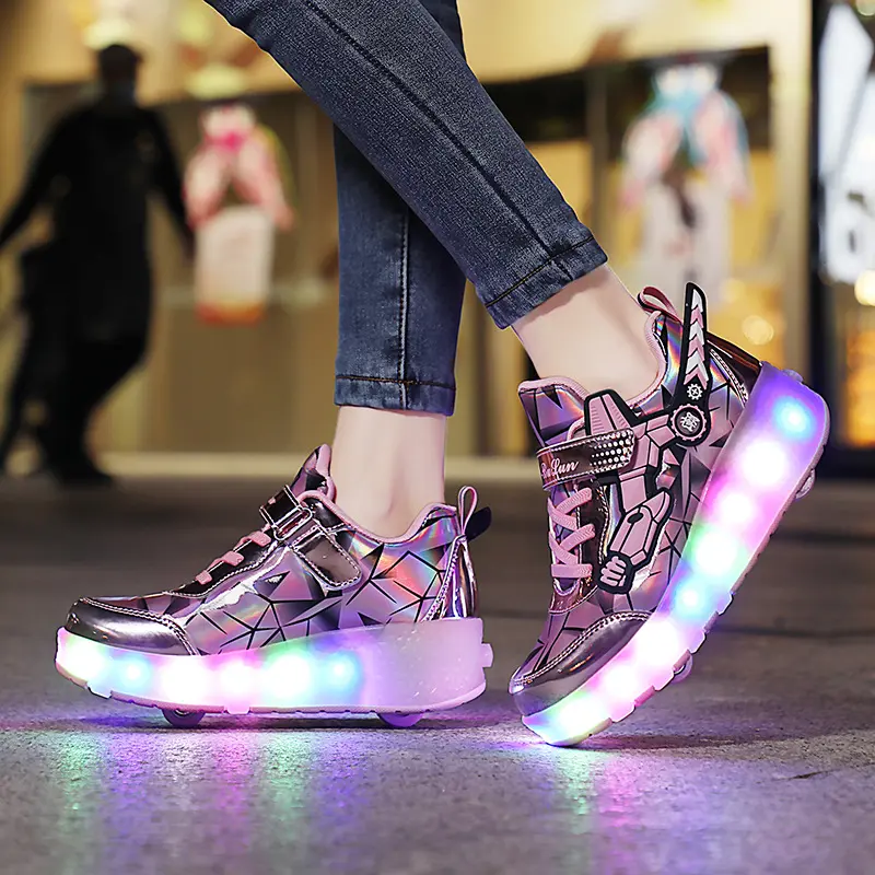 Kids Led Light Shoes Children Roller Skates Boy And Girls Sneakers  Adult Ultra-light Roller Skates One/double Wheel Sneakers Suitable for holiday/Children's Day gifts