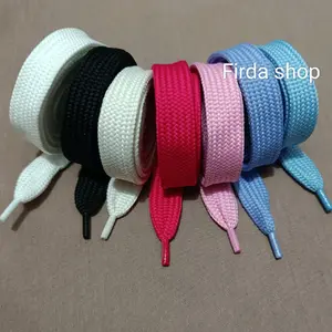 TALI SEPATU GEMUK 2 CM TALI SEPATU GEMBUNG BERMACAM WARNA UJUNG MIKA HARGA per 2 TALI