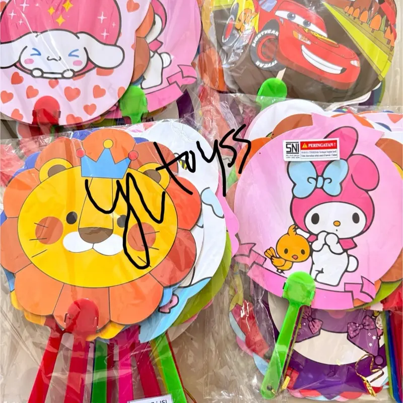 20PCS KIPAS TANGAN KARAKTER KARTUN MIX - Paket Dekorasi Lucu & Menarik untuk Acara dan Hadiah dengan Desain Unik