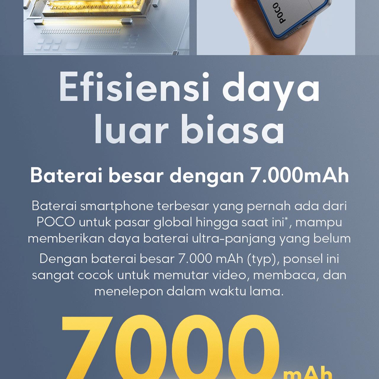 POCO M7 (8GB/256GB) Baterai besar 7000mAh dengan pengisian daya 33W | Layar imersif 6.9" 144Hz | Ekspansi RAM hingga 16GB + UFS 2.2 256GB | 50MP kamera ganda AI [Official Store]