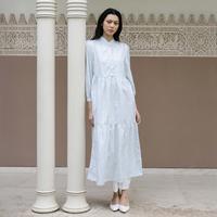 Gambar Beatrice Clothing Naura Maxi Dress - Dress Wanita Motif Lengan Panjang Kerah Koko - XL Sage Green dari Beatrice Clothing Kota Administrasi Jakarta Barat 5 Tokopedia