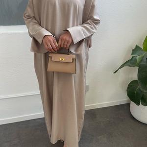 Pakaian Muslim, LR715, Warna Pejal, Gaya Kasual, Longgar, Saiz Besar, Jubah Abaya Elegan