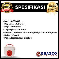 Gambar COSMOS Rice cooker CRJ 1001 Kapasitas 0.6 Liter Panci anti lengket Daya 300 watt dari Ebasco Elektronik Kab. Bandung Barat 2 Tokopedia