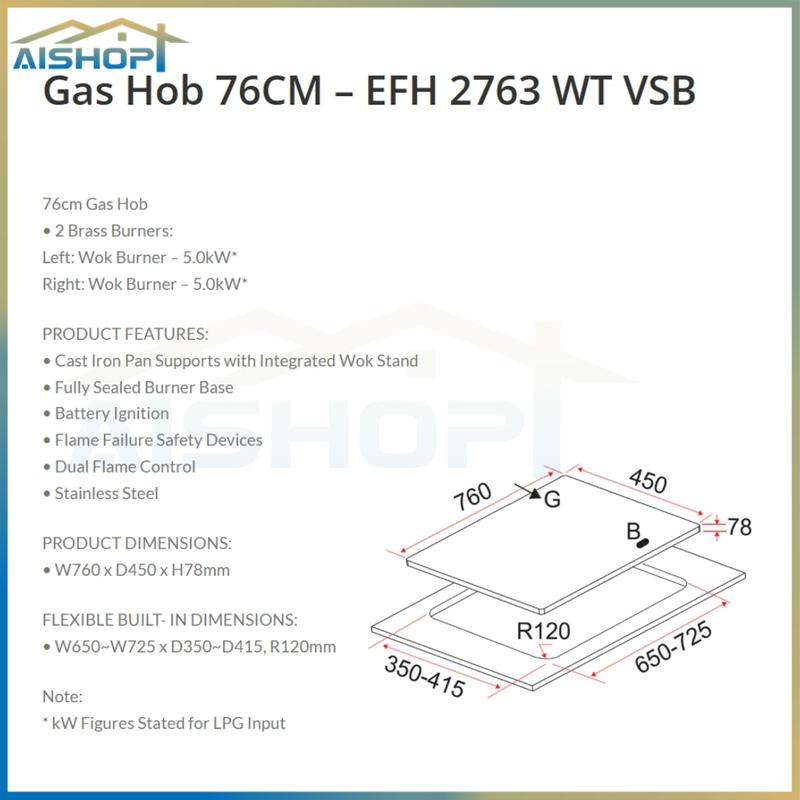 Product Introduction of [SG Seller]EF EFH 2763 WT VSB 2 BURNER STAINLESS STEEL GAS HOB(2 YEARS MANUFACTURER WARRANTY) 23
