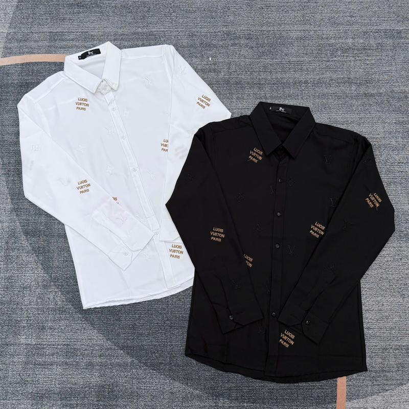 Áo sơ mi nam nữ tay dài vải lụa mềm mịn thoáng mát phối chữ Lovitinon phói màu Menswear nổi mẫu mới Shirt