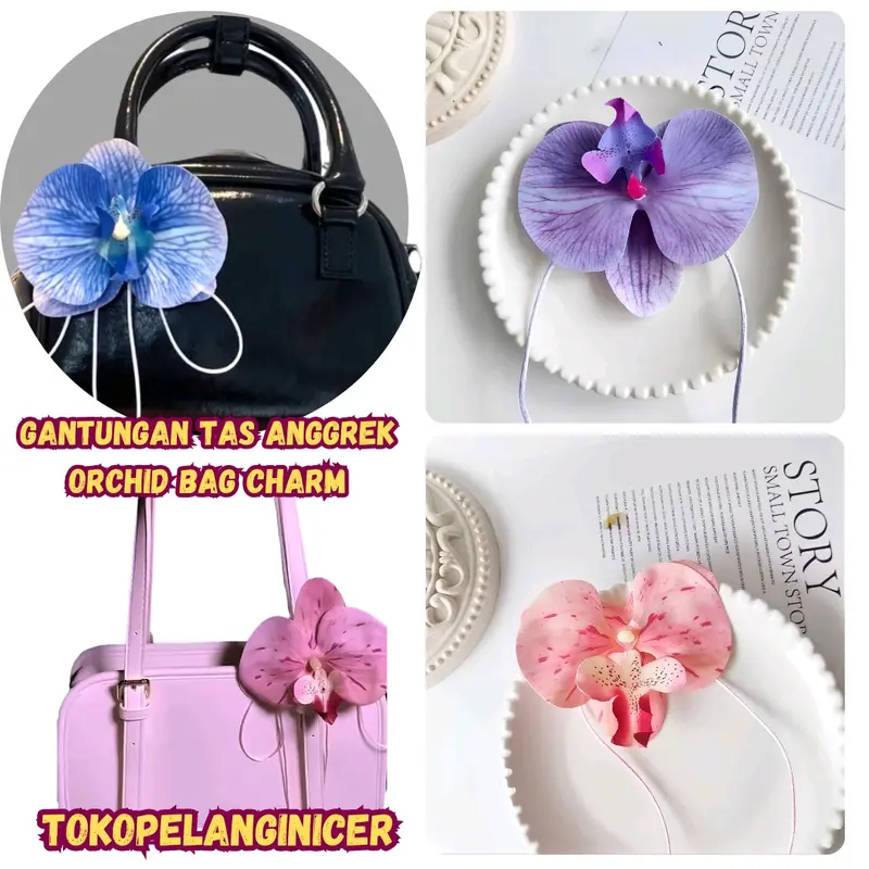 Orchid Bag Charm-Gantungan Tas Bunga Anggrek- Orchid Coker-Orchid Keychain-Gantungan Kunci Bunga Anggrek-Bag Charm Orchid Korea- Kalung Orchid 0