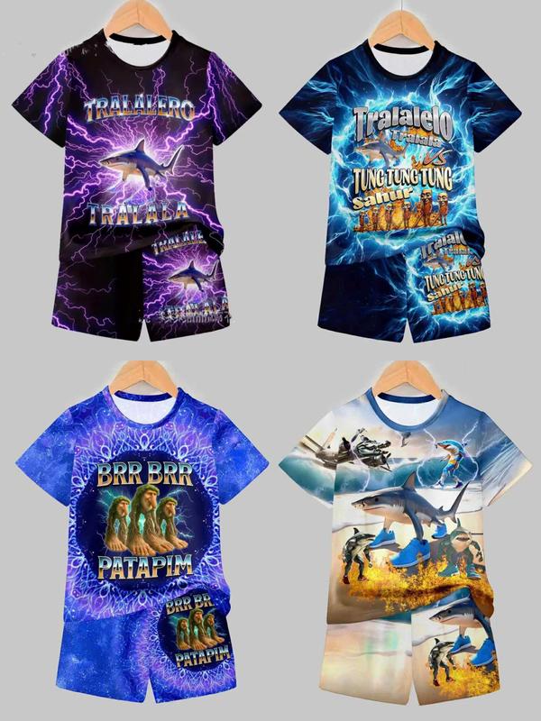 Tung Tung Sahurr Combo 4 Bộ Đồ Bé Thun Thái Size 8-47kg Chất Liệu Mềm Mịn Thấm Hút Mồ Hôi Dành Cho Bé Từ 8kg Đến 47kg