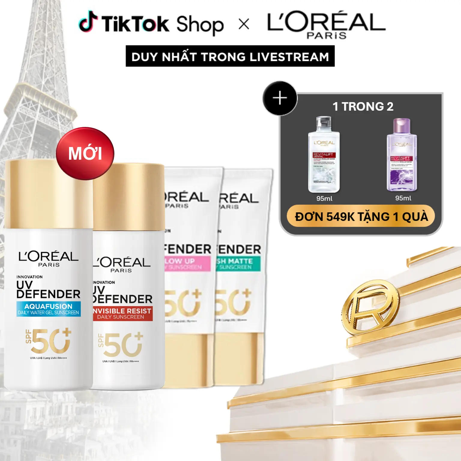 [VẠCH ĐỎ VỀ HÀNG] CHỐNG NẮNG PHỔ RỘNG THOÁNG DA UV DEFENDER L'OREAL PARIS 50ML (4 phân loại)