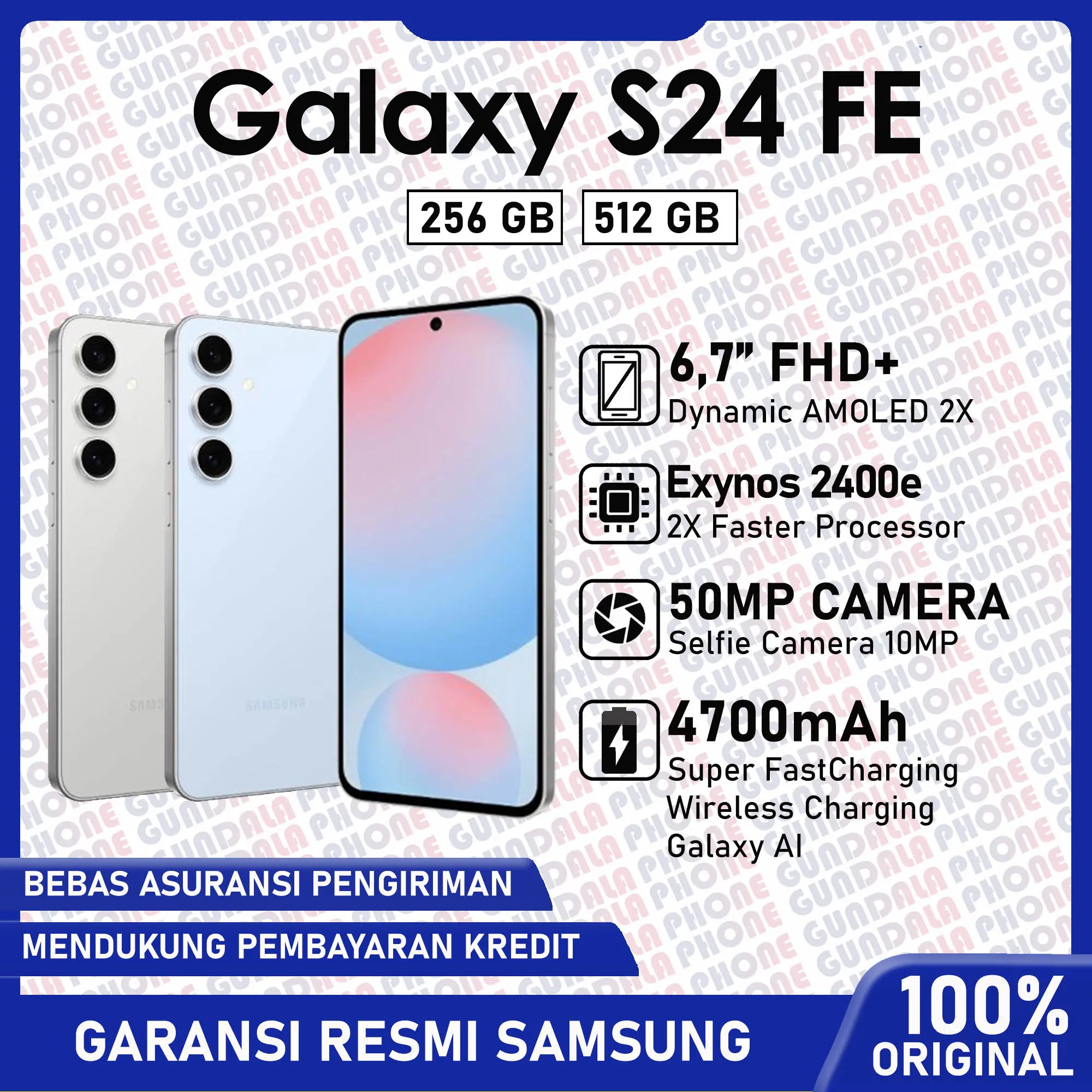 (GUNDALA PHONE X WENNY WIJAYA)  - Samsung Galaxy S24 FE Smartphone AI - Garansi resmi