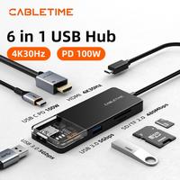 Gambar CABLETIME Multiport USB Hub USB-C USB C USB A 3.0 High Speed w/ Power for Windows Apple Mac Linux CB04B CB05B dari Mall IT Medan Kota Medan 2 Tokopedia