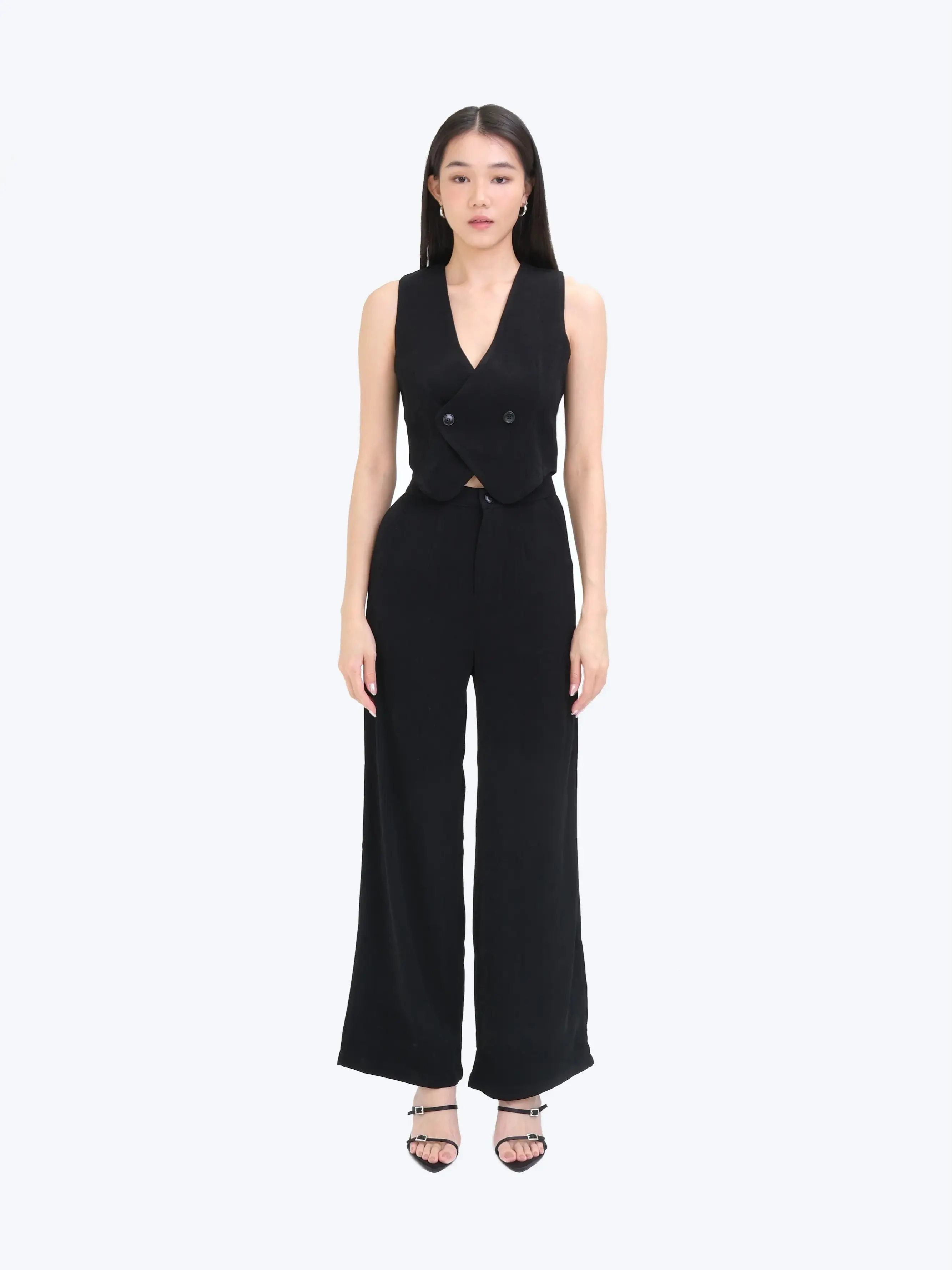 Lovelight The Label Terri Cropped Vest Pant Co-ord (Black)