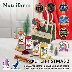 NUTRIFARM HAMPERS CUKA APEL 500ML, CUKA BUAH NAGA 500ML, MADU HUTAN 500ML, CUKA NANAS 500ML
