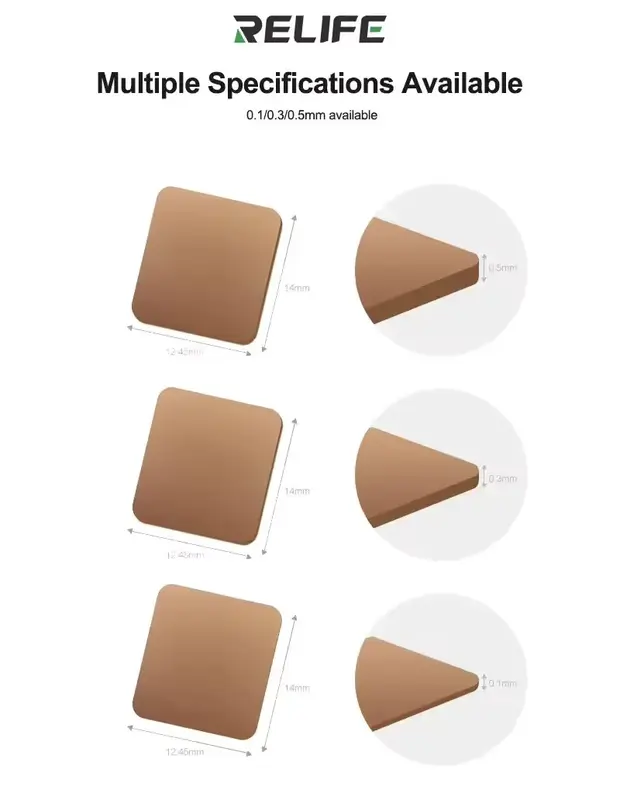 LEMBARAN TEMBAGA PENDINGIN CHIP IC CPU 50 PCS - CHIP HEAT SINK COPPER SHEET RL-093A 093B 093C 5