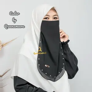 CADAR PERMATA | cadar tali tanpa jahitan bawah mata | cadar 2 layer ceruty babydoll premium by Queenameera