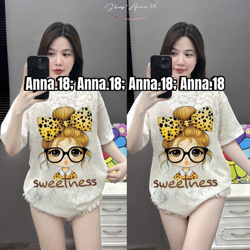 ÁO REN HOA FREESIZE FORM RỘNG IN HÌNH CÔ GÁI ( ÁO REN _ cô gái KÍNH ĐEN ) form rộng 40KG -70KG