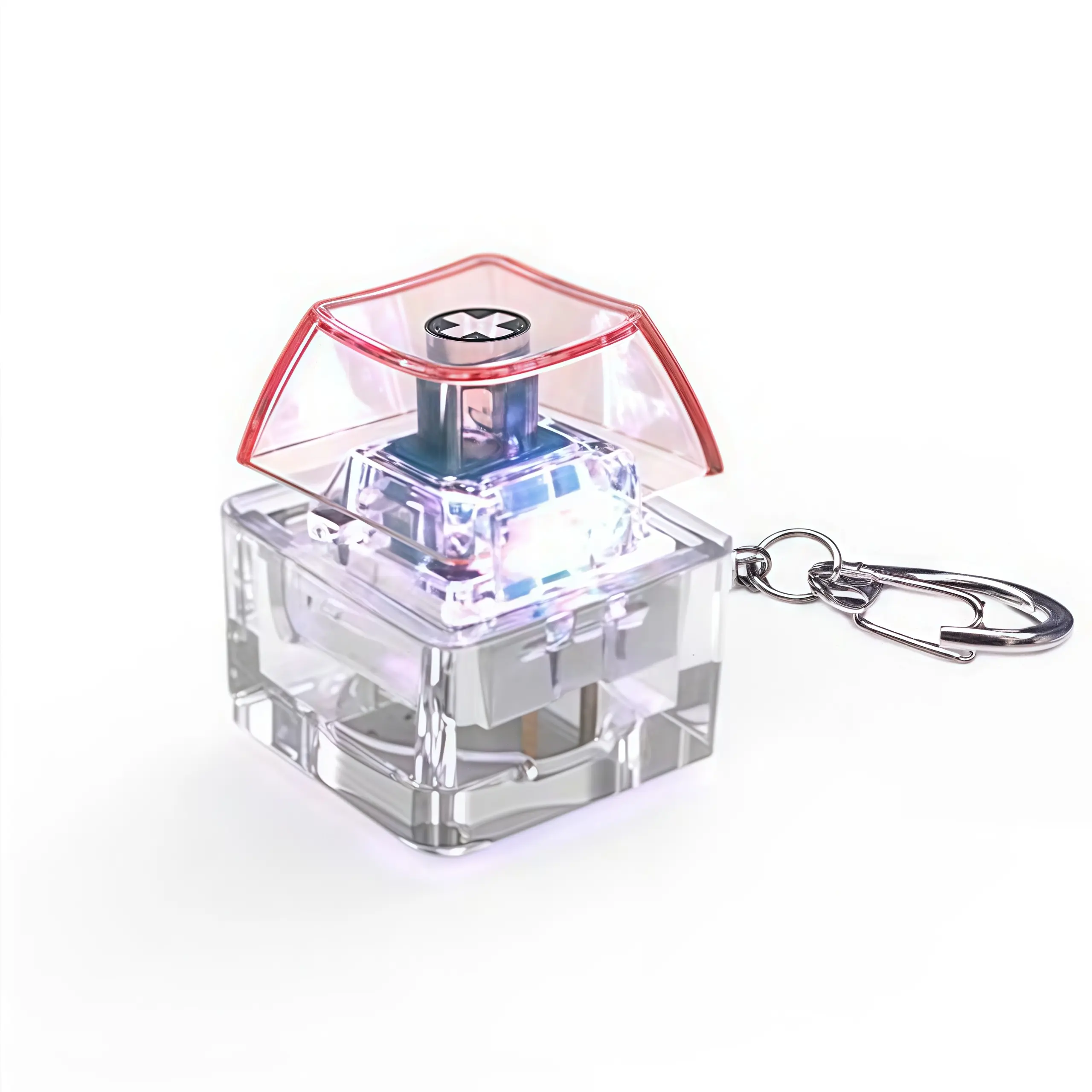 Led gantungan kunci/ mini digital mechanical / Keychain keyboard RGB switch/ Fidget cube toy tombol buka zip/Mini digital mechanical keychain keyboard RGB switch/Gantungan kunci kreatif dengan fungsi relaksasi dan lampu RGB-Alat relaksasi yang efektif