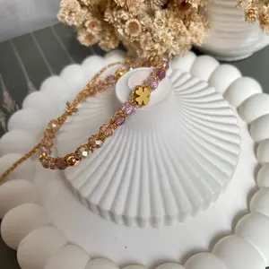 Dried Flower Lilac Crystal Colors Bracelet
