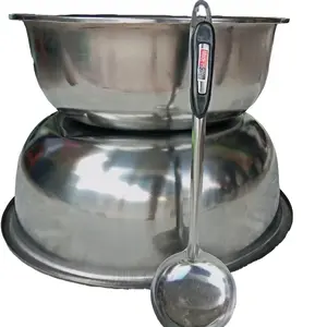 Baskom Stainless tebal Jumbo isi 2 Baskom 2Baskom Ukuran 40cm dan 34 cm + Bonus irus sayur 1  Pcs Baskom  stainless anti karat Free double plus kardus