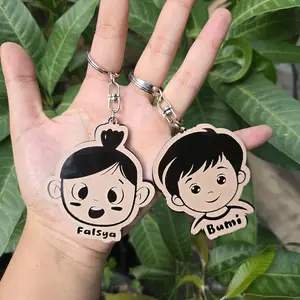 Gantungan Tas Kunci Karakter Anak Bahan Akrilik 3mm Diameter 4x5 cm Maksimal 10 Huruf Pilihan Karakter Sesuai Keinginan