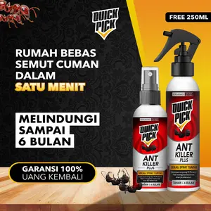 OBAT SEMUT SPRAY QUICKPICK (FREE 250ML) Cairan Semprot 100ML 250ML 1L Racun Pembunuh Penghilang Semut SUPER PALING AMPUH TERMURAH Ant Revolver Pembasmi Pengusir Anti Semut Merah Kecil Serangga Rangrang Di Rumah Dinding Tanaman Bukan Wiselie