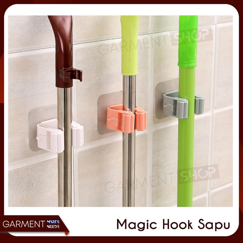 Gantungan Tempel Kaca Dinding Keramik Mebel Magic Hook Sapu 0