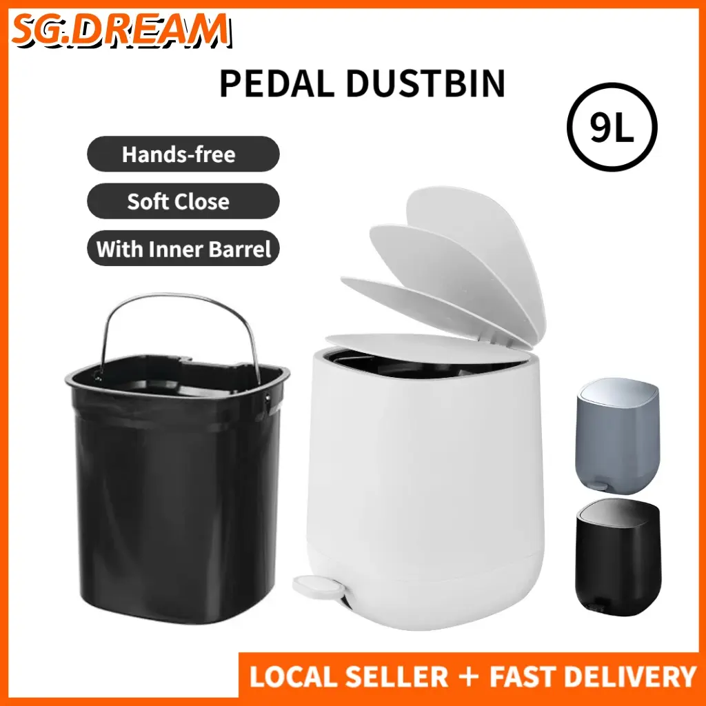 R&R Plastic Pedal Bin With Lids Bathroom Trash Can Bin with Inner Bucket Round Trash Can for Parlor, Toilet, Bedroom, Hotel, Kitchen white garage mini bin toilet with lid