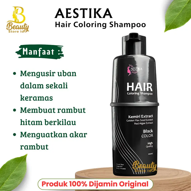 BS - AESTIKA Hair Coloring Shampoo BLACK COLOR Sampo Penghitam Rambut Uban Permanen Shampo Anti Uban Ampuh 0