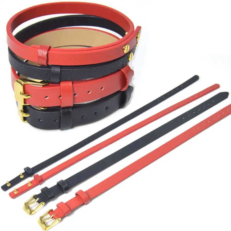 Flat leather rope watch straps leather hand rope a long thin gold watchband Jewelry watch strap String Letter Classic Minimalist Leather Strap Accessories 6mm 8mm 10mm