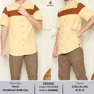 Baju Kemeja Koko Pria Dewasa Lengan Pendek Bahan Katun Warna Kuning M1869