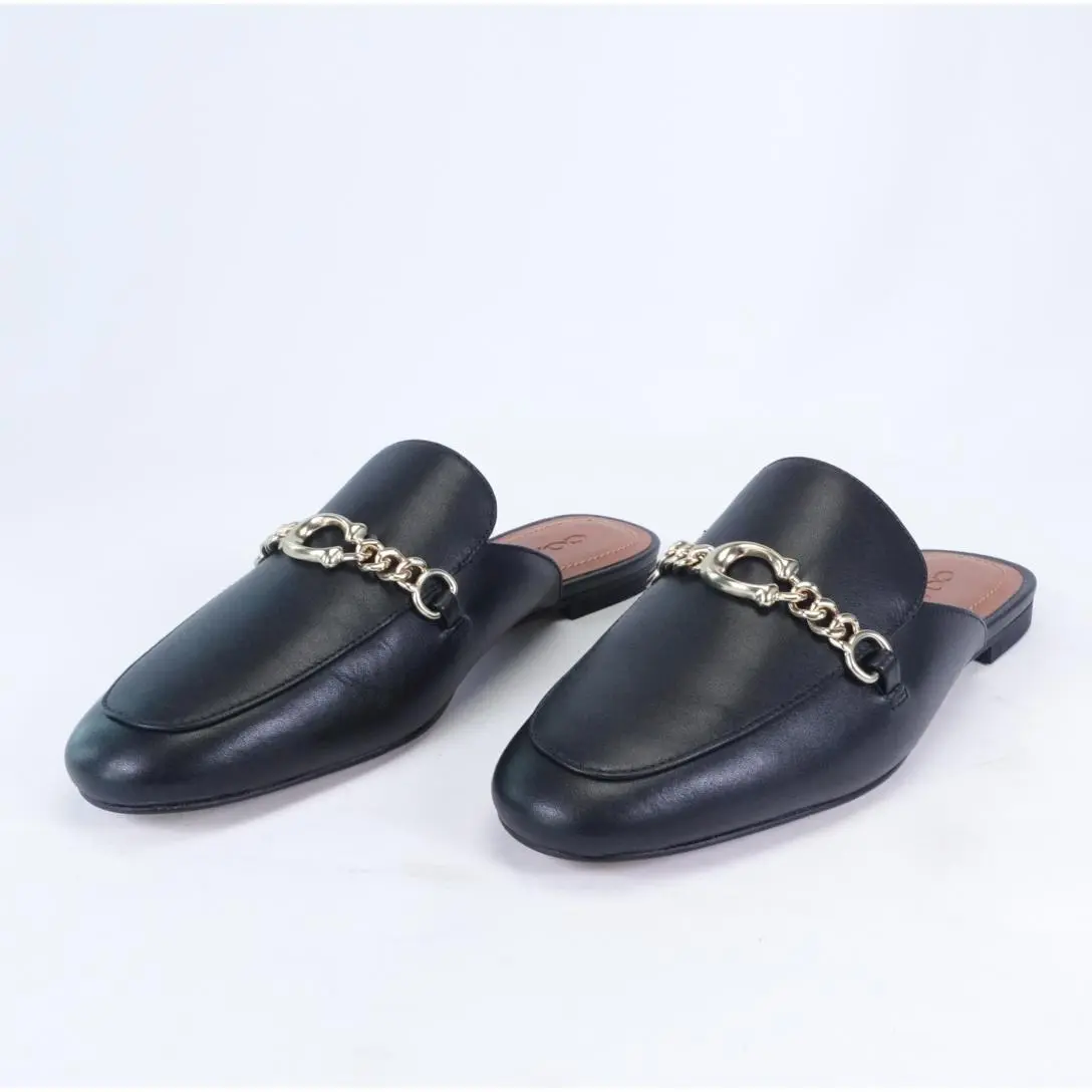 (Preowned) Reu 14435 COACH - Black Full leather Sofi Slide for woman size 5.5