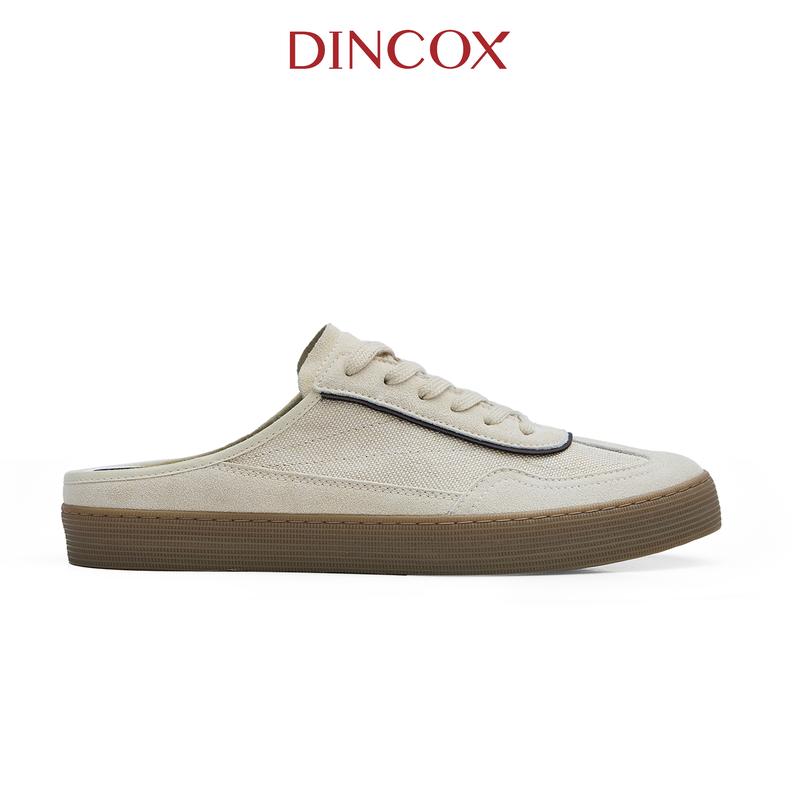 Giày Sục Đạp Gót Mules Vải Sneaker Unisex DINCOX DC37 Lazy Mule Levian Beige Dincox Shoes Nam Đế Bằng Vải Canvas
