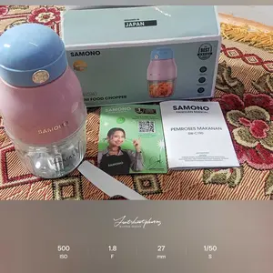 (BISA COD) SAMONO Mini Food Chopper 300ml – Penggiling Daging & MPASI Bayi, 6 Mata Pisau Stainless 【SW-C190】