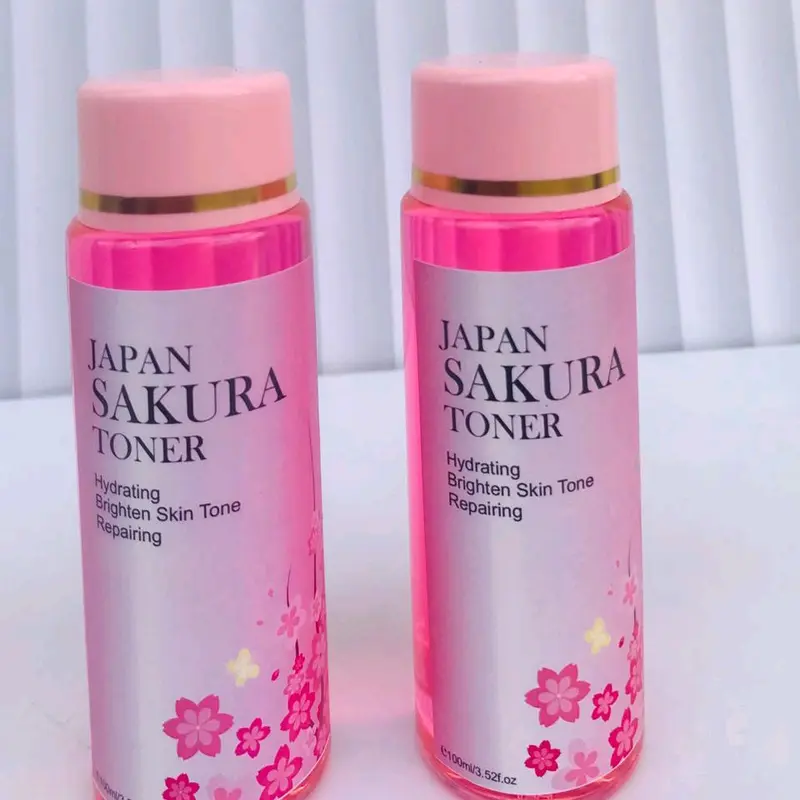 TONER SAKURA MENCERAHKAN WAJAH 100ML / TONER GLOWING SAKURA / TONER PENCERAH  MUKA Memudarkan flek hitam bekas jerawat Perawatan wajah korea air mawar pink rice 4