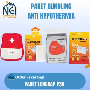 [BISA COD] Paket Anti Hypothermia Emergency Blanket Handwarmer dan Tas P3K