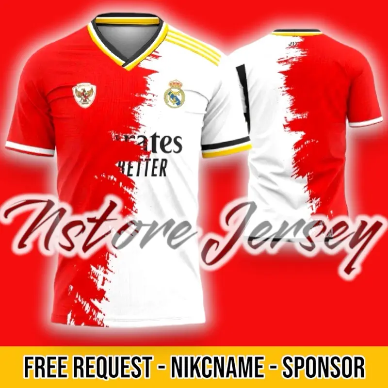 Jersey Indonesia X madrid home 2024 Free nickname Seragam 0