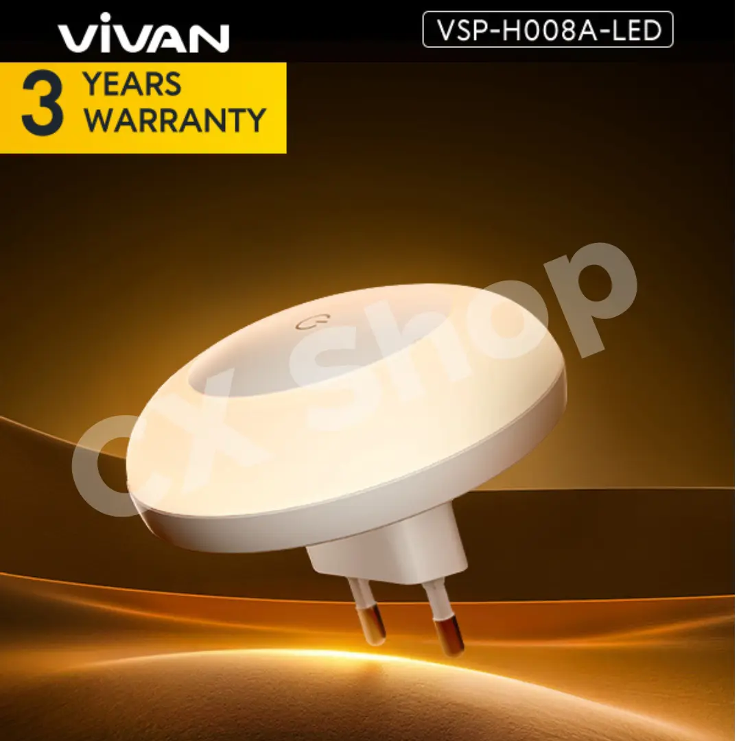 Vivan VPS-H008A LED Lampu Malam Sensitive Touch Night Light 3 Tingkat Kecerahan Safety Sockets