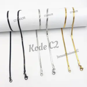 Kalung Rantai Polos Pria/Wanita Belut Gepeng Kode C2 Elegan Titanium