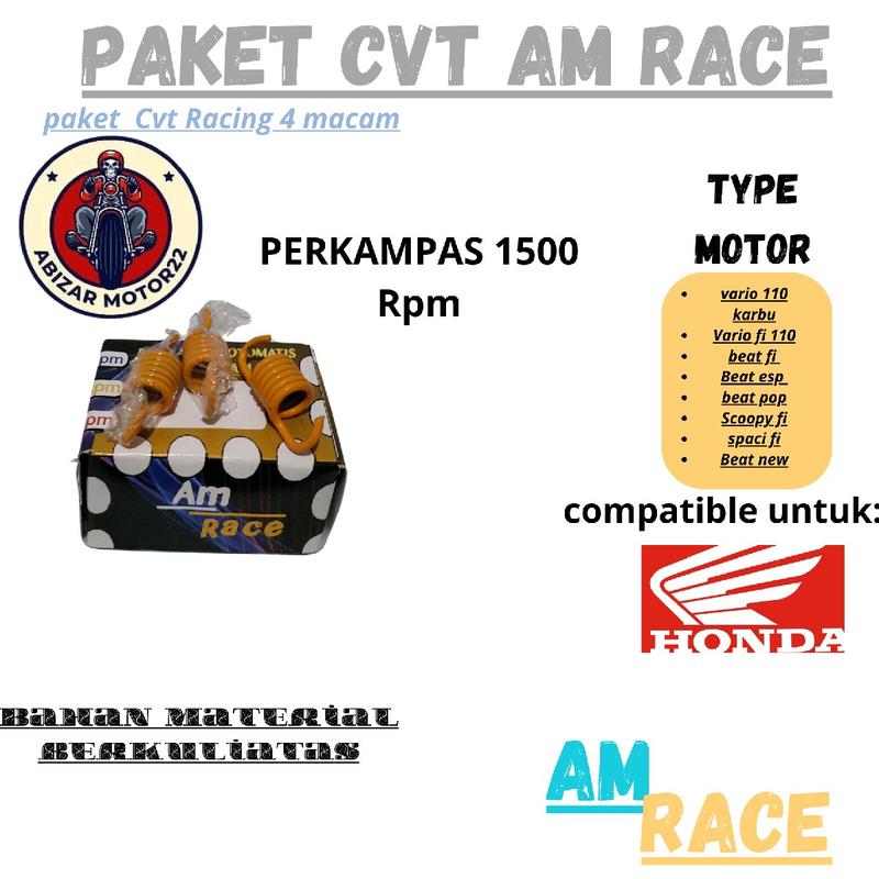 PAKET PER CVT RACING KIRIAN UPGRADE KAMPAS GANDA OTOMATIS VARIO 110 KARBU VARIO TECHNO BEAT FI ESP POP STEERT SCOOPY FI SCAAPY FI ROLER ROLLER RULER RULLER RACING 9 GRAM KIRIAN PAKETAN 1500 RPM Motor Motorcycle Motor Motorcycle 4