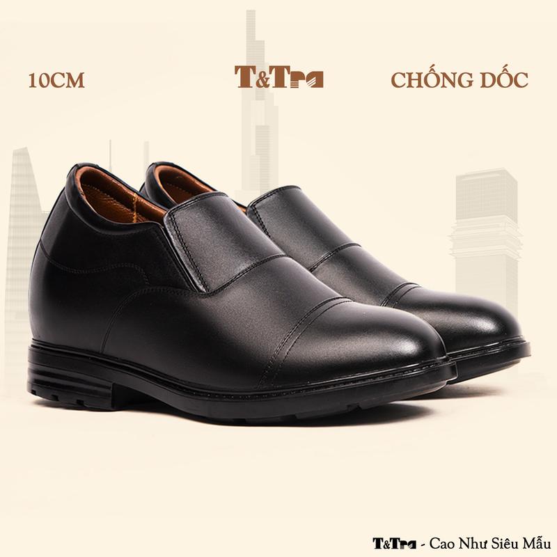 [10CM] Giày Nam Đế Cao T&Tra T93 Đen - Ít Dốc Mang Thoải Mái Hơn