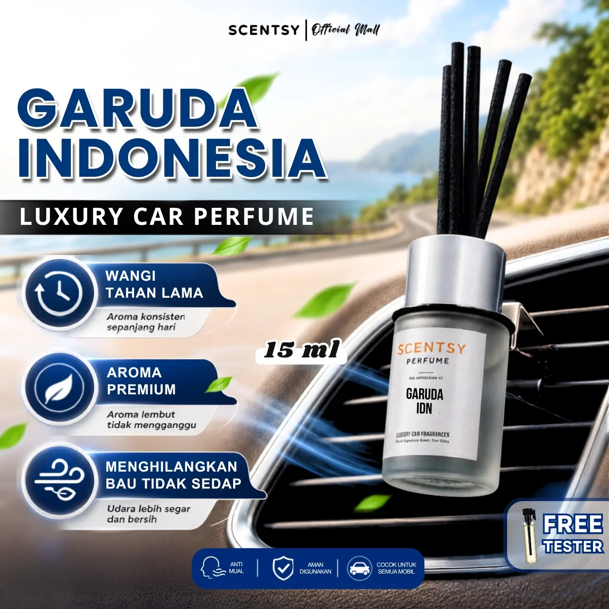 SCENTSY Parfum Mobil Capit AC 15 ml Car Freshener GARUDA IDN Diffuser Aromaterapi Vent Clip Pengharum Mobil Jepit AC Anti Mual Pewangi Ruangan Inspired by Fragrances Mewah - Kendaraan