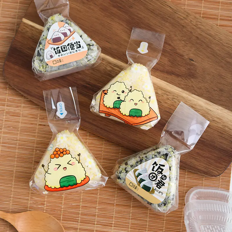 Túi Đựng Cơm Nắm Hình Tam Giác, Túi Đựng Bao Bì Tách Rời Dễ Rách, Cấp Thực Phẩm, Thích Hợp Làm Khuôn Làm Nóng Bằng Vi Sóng, Thiết Kế Hoạt Hình Dễ Thương, Phong Cách Sushi Nhật Bản 2