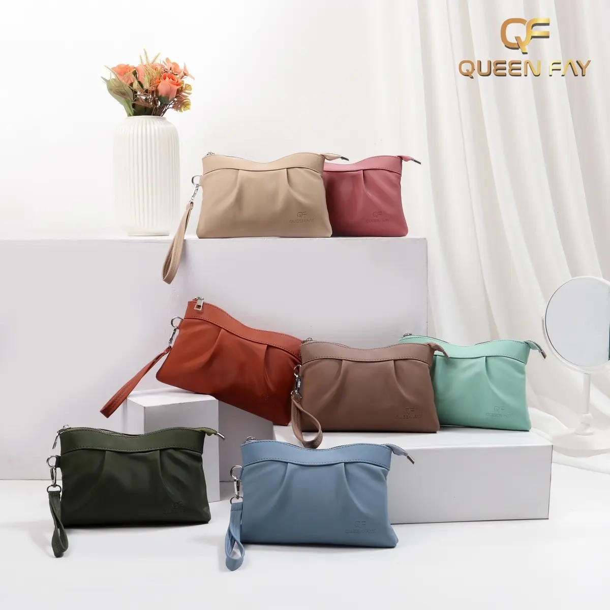 QUEEN FAY DOMPET WANITA POUCH MODEL SLEMPANG MINIMALIS ELEGANT DENGAN BAHAN CHOCOLY NEW ANTI AIR