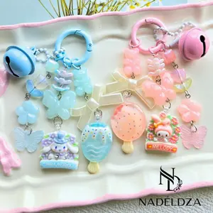Nadeldza Mini Strap Bag Charm Sanrio Ice Cream Stick Kebun Bunga Bunyi Lonceng/ Gantungan Tas Hp Sanrio Melody Marrol Lucu