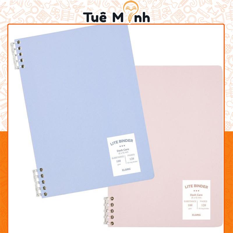 Vở Dash Caro 120 trang 100gsm kẹp còng nhựa 2 đầu B5 MS 809 klong, tập viết giấy caro nét đứt 6x6 tiện lợi
